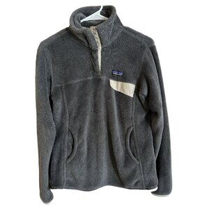 Patagonia Re-tool Snap Pullover Womens Medium Dark Gray Thermal Polartech Fleece